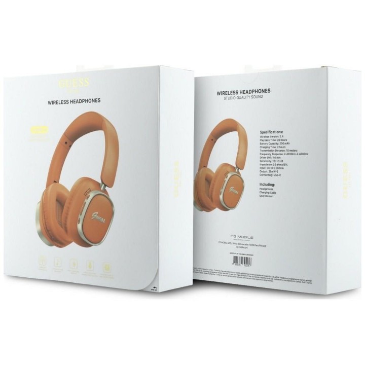 Wireless headphones on-ear Guess ENC Rectangle Metal Script orange