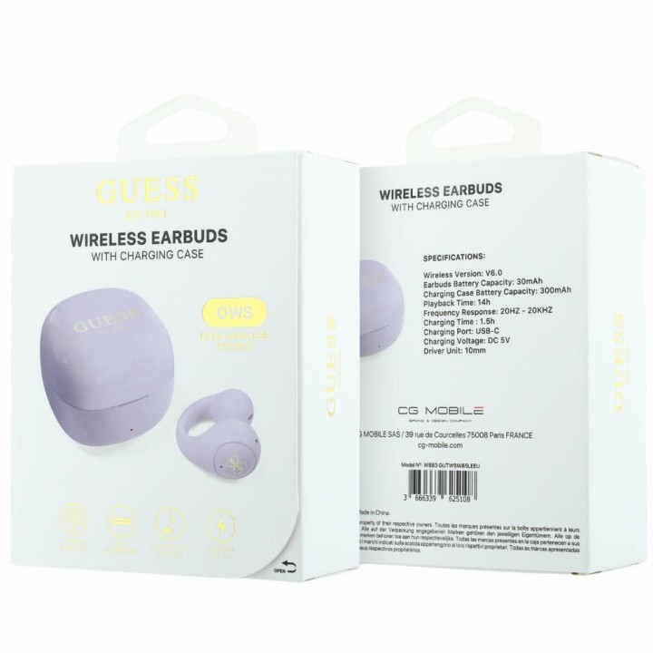 Wireless headphones in-ear OWS Guess Mini Classic purple
