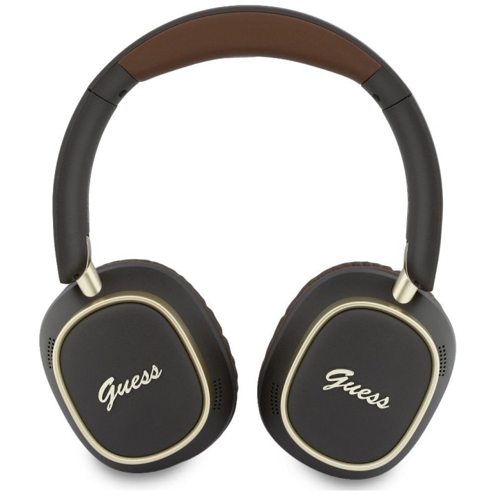 Бездротові накладні навушники Guess ENC Rectangle Metal Script коричневі