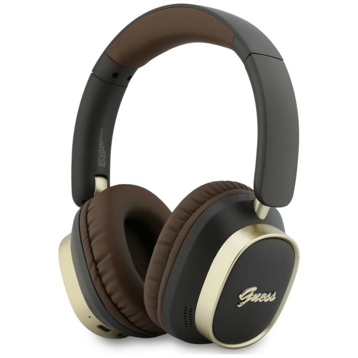 Wireless on-ear headphones Guess ENC Rectangle Metal Script brown