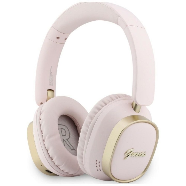 Wireless on-ear headphones Guess ENC Rectangle Metal Script pink