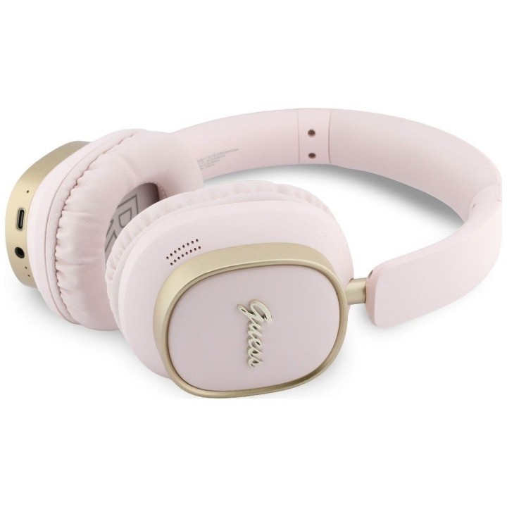 Wireless on-ear headphones Guess ENC Rectangle Metal Script pink