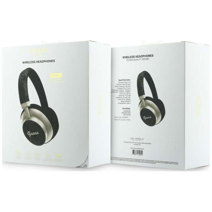 Wireless on-ear headphones Guess ENC 4G Gold Script Metal black