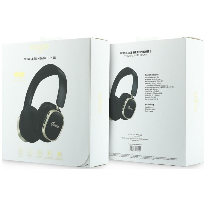 Wireless on-ear headphones Guess ENC Rectangle Metal Script black