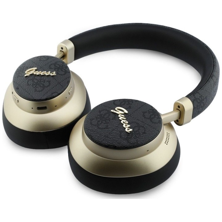 Бездротові накладні навушники Guess ENC 4G Gold Script Metal чорні