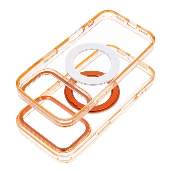 Case for iPhone 18 Pro Max / 17 Pro Max Frame Circle Stand compatible with MagSafe orange