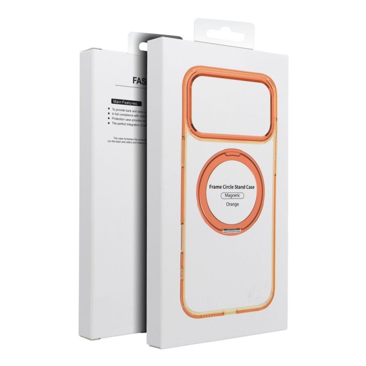 Чохол для iPhone 18 Pro Max / 17 Pro Max Frame Circle Stand сумісний із MagSafe помаранчевий