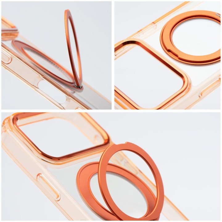 Case for iPhone 18 Pro / 17 Pro Frame Circle Stand compatible with MagSafe orange
